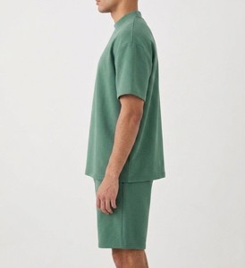 New Unique Solid Green <b>Knitted</b> T-Shirt And Shorts <b>Set</b> Casual Summer Wear <b>set</b> for Men - Product Image 2