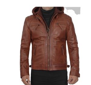 Chaqueta de Motociclista de Cuero de Cordero de Alta Calidad 2025 para Hombre, con Capucha y Cremallera, Forro Acolchado Transpirable Negro, Bolsillos, Venta al Por Mayor OEM - Product Image 4