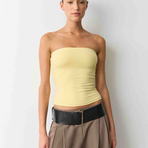 Chaleco Corto Personalizado para Mujer, Blanco, de Algodón Acanalado, Top Deportivo sin Mangas, de Secado Rápido y Transpirable - Product Image 1