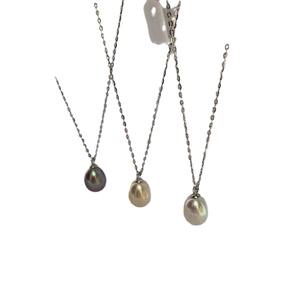 Collier pendentif en argent S925 naturel brillant, perle de riz en métal d'eau douce aurora, goutte d'eau, couleur étrange pour la mode - Product Image 5