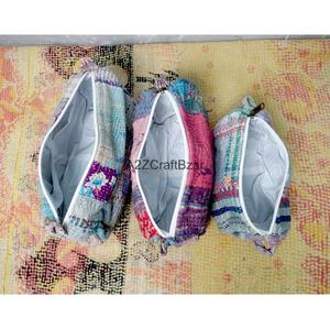 Eco-Friendly Daily Use for Bag Cotton Kantha Fabric Tassel Zipper Closure Indian Handmade Cosmetic Organizer for Women - Product Image 6