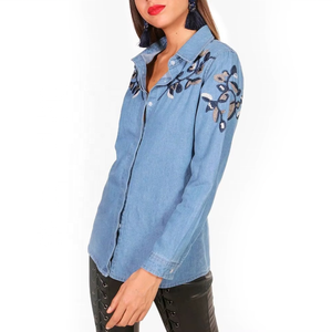 เสื้อเชิ้ตเดนิมลายสก็อตวินเทจสำหรับผู้หญิง สไตล์ลำลอง สตรีทแวร์ แขนเสื้อแบบแร็กแลน ผ้าฝ้ายออร์แกนิค ใส่ได้ทุกฤดู ระบายอากาศได้ดี เรียบง่าย - Product Image 2