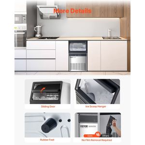 เครื่องทำน้ำแข็งแบบตั้งพื้นสำหรับครัวเชิงพาณิชย์ 160 ปอนด์/24 ชม. ผลิตน้ำแข็งได้ 55 ก้อนใน 15 นาที ความจุขนาดใหญ่ 33 ปอนด์ - Product Image 6