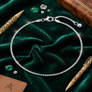Tobillera DIVYORO Elegante de Plata de Ley con Cadena de Caja - Product Image 3