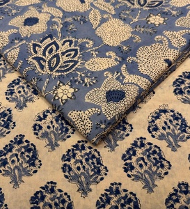 Reusable Block Printed Cotton Fabric Eco Friendly Floral Design Custom Print Hand Block print Fabric Bulk Order Supplier - Product Image 1