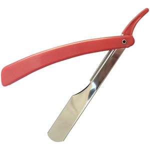 Rasoir à lame unique pliable en acier inoxydable avec manche en plastique rouge, faible MOQ, pour le rasage du visage - Product Image 2