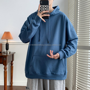 Sweat à capuche ample de printemps et d'automne de couleur unie pour hommes veste à la mode avec options de personnalisation - Product Image 4