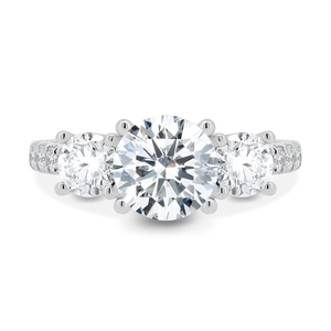 Anillo de Compromiso Clásico con Tres Moissanitas de Fabricación India para Propuestas, Bodas y Regalos Románticos, Disponible para Exportación - Product Image 3