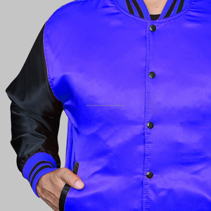 Luxueux bleu et noir Satin Letterman Baseball College Varsity Jacket Vêtements de sport de qualité supérieure pour les athlètes professionnels - Product Image 5