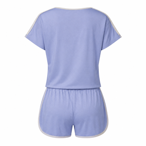 Conjunto de Dos Piezas de Verano para Mujer con Logotipo Personalizado, Top de Cuello Redondo y Pantalones Cortos, Ropa Deportiva Informal Transpirable WS-0500 A1.41 - Product Image 3