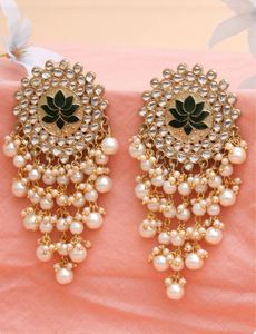 Pendientes de borla con forma de gota de agua, adornados con cristales de aleación vintage indios, de lujo ligero, estilo palaciego, imitación de rodio de alta gama - Product Image 6