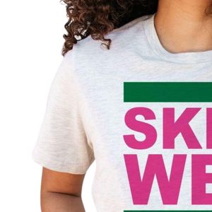 <b>Women</b> <b>White</b> Skee Wee T-<b>Shirt</b> Greek Lettered Tee Casual Crew Neck <b>Short</b> <b>Sleeve</b> Comfortable Everyday Wear - Product Image 4
