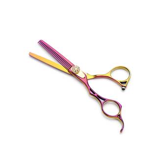 Ciseaux à cheveux arc-en-ciel, lame en acier inoxydable, 28 dents, pour droitiers, manche long, réutilisables, légers, pour usage en salon - Product Image 4