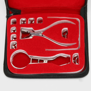 Surtechs Dental Rubber Dam Kit DS-2900 with <b>Clamps</b> Forceps Punch Plier <b>Frame</b> Silver Manual Tools in Red Case - Product Image 5