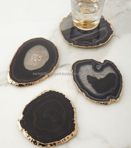 Custom Polished <b>Agate</b> Design Eco-Friendly Antique Imitation <b>Coaster</b> Set Unique Stylish Tabletop Natural Stone Home Decor Art - Product Image 3
