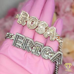 Luxury " ERICA " <b>Letter</b> Pendant Necklace Moissanite Diamond Cuban Chain Custom Hip Hop Jewelry Gift - Product Image 2