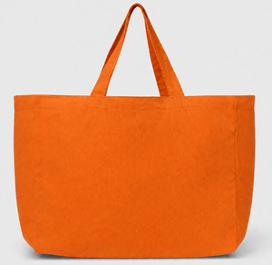 Orange Woven Cotton <b>Canvas</b> Reusable Tote Bag Custom Logo Printed Medium <b>Shopper</b> Shoulder Handbag for Daily Travel - Product Image 1