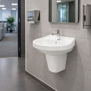 Wall-Mounted <b>Basin</b> Half Pedestal Eco-Friendly 5 Year Warranty Polished Finish Traditional Design Hotel Apartment Villa Hospital - Product Image 6