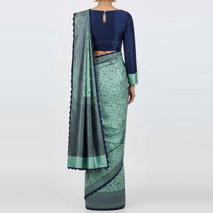 Sari de luxe pour femme, robe drapée traditionnelle de créateur, broderie ethnique, tenue pour occasions spéciales, mariage, festival, célébration - Product Image 6