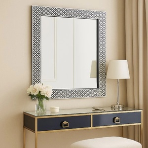 Designer Wooden Wall <b>Mirror</b> Contemporary Geometric Design Sophisticated Accent for Elegant Living Spaces - Product Image 1