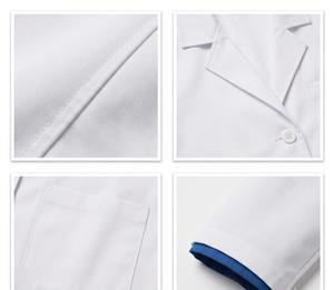 Professional Full-Length Polyester Lab <b>Coat</b> with Needle Detection for Unisex Hospital Doctors <b>White</b> Canvas - Product Image 5