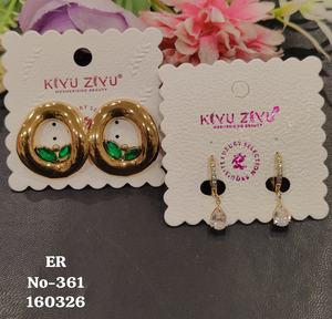 Pendientes de Acero Inoxidable Chapados en Oro con Piedra de Circonita Cúbica, Joyería de Moda Geométrica Texturizada para Mujer, Venta al por Mayor - Product Image 5