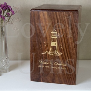 Wholesale perfect wooden <b>box</b> upright cremation urn adult medium keepsake <b>memorial</b> ashes container - Product Image 4