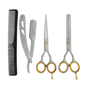 Ensemble de ciseaux de barbier personnalisés 5,5 pouces, rasoir de barbier, ciseaux de coupe avec peigne, kit de ciseaux en acier allemand avec étui à fermeture éclair - Product Image 6
