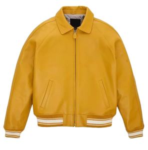 Best Sale OEM Men's Premium Leather Bomber Jacket Winter Embossed <b>Fur</b> <b>Trim</b> Waterproof Custom Colors & Sizes Available Wholesale - Product Image 2