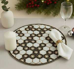 Handcrafted <b>Glass</b> Bead Eco-Friendly Floral Pattern <b>Dining</b> Placemat Designer Elegant Home Decoration Fine Quality Craftsmanship - Product Image 3