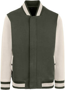 Veste Bomber Vintage en Coton Polaire avec Manches en Cuir, Style Baseball et Universitaire, Personnalisable pour Homme - Product Image 3