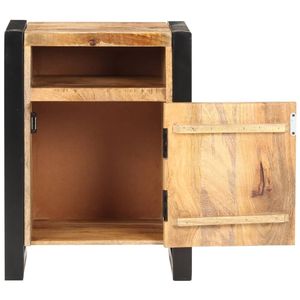 Comodino medio in legno massello di mango naturale con finitura nera - Product Image 3