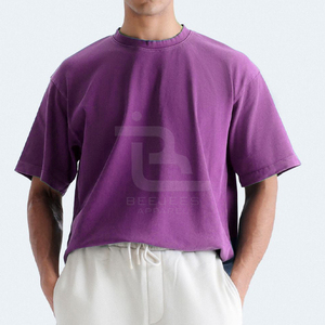 T-shirt Homme Oversize à Manches Courtes Couleur Unie Coupe Décontractée Col Rond 100% Coton Respirant Logo Avant Haute Qualité - Product Image 5