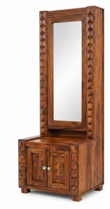 Tocador de madera maciza premium con espejo de cuerpo entero y almacenamiento, con diseño de diamantes tallados |   Artesanía Pindel - Product Image 3