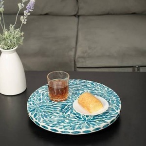 Plateau rotatif multifonctionnel à double niveau non pliable ILAHI's MOP pour épices, style vintage aux couleurs magnifiques - Product Image 4