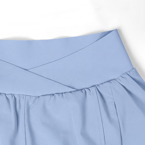 <b>Women's</b> High Waisted Ice <b>Blue</b> Sporty <b>Shorts</b> Quick Dry Elastic Waist Loose Fit Gym Running Bermuda <b>Shorts</b> With Pockets - Product Image 3
