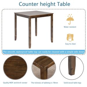 <b>Small</b> Space <b>Kitchen</b> Dining <b>Table</b> 4 Person Counter Height Walnut Wood <b>Table</b> <b>for</b> Home JUST <b>TABLE</b> SQUARE SHAPE IDEAL <b>for</b> WOODEN - Product Image 4