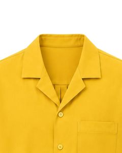 Manufacturer Yellow Cuban Collar Men <b>Shirt</b> Casual <b>Half</b> Sleeve Summer Oversized Streetwear Fashion Beach <b>Button</b> Up Top Wear - Product Image 5