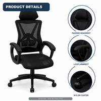 Chaise de bureau en maille à structure creuse avec appui-tête, pivotante, pour bureau ouvert, bureau de direction et espace de travail à domicile