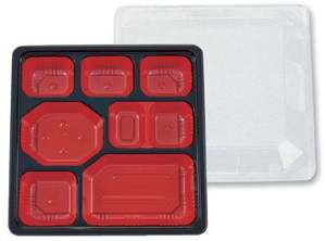 Boîte à sushi jetable à 8 compartiments, équipement de boîte bento, couvercle transparent, micro-ondes PP, prix direct d'usine, vente en gros, pièces - Product Image 3