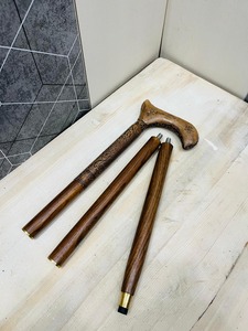 Bastón de Madera Grabado con Cuero, Multifuncional, Plegable en 3 Partes, 37 Pulgadas (Aprox.) Artesanía de Diseño Folclórico, TESORO DEL MUNDO ANTIGUO - Product Image 4