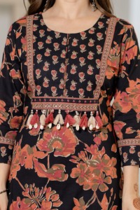 ชุดคุर्ตา กางเกง และผ้าคลุมไหล่หลากสีสันทันสมัย 3 ชิ้น ผ้าฝ้ายอินเดีย สำหรับงานปาร์ตี้ - Product Image 2