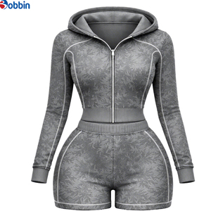 Conjunto de Chaqueta Deportiva con Capucha y Pantalones Cortos para Mujer, con Logotipo Personalizado, para Uso Diario, Todas las Temporadas, Diseño Vintage, Transpirable, Impermeable, con Forro y Cremallera - Product Image 5