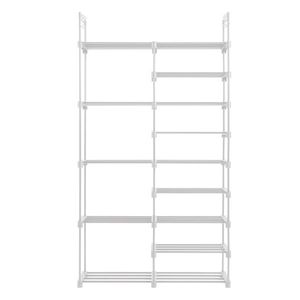 Scarpiera FCH Bianca 85.7*29.8*158cm in Tessuto Non Tessuto con Tubi in Ferro e Pad in PP, Doppia Fila 9 Ripiani con Maniglie - Product Image 5