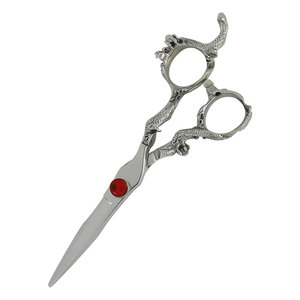 Ciseaux de coiffure professionnels de qualité supérieure, couleur argent, vis rouge, acier inoxydable, pour droitiers, taille moyenne, poignée ergonomique - Product Image 4