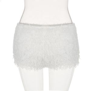 Shorts de Algodón con Forro Sherpa para Mujer, con Ribete de Piel Sintética, Cintura Alta, Bolsillos Laterales, Cordón Ajustable, Ropa Cómoda para Invierno, Secado Rápido - Product Image 4