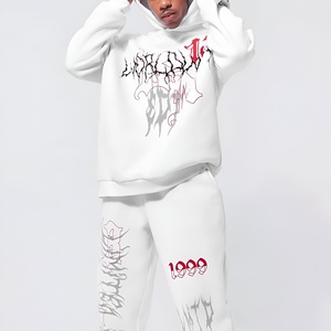 Ensemble de survêtement pour homme avec sweat à capuche et pantalon de jogging, logo brodé, streetwear décontracté, coupe ample, vêtements d'hiver, logo personnalisé, vente en gros - Product Image 3