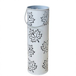 Portavelas votivas altas de metal naranja al por mayor con diseño de hoja de arce calada para decoración del hogar - Product Image 5