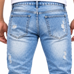 Jeans de Mezclilla para Hombre, Estilo Urbano, Lavado Desgastado, Corte Recto, Algodón, Moda Primavera, Cómodos y Elásticos - Product Image 5