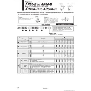 SMC นิวเมติกส์แบบแยกส่วนชนิดควบคุมความดัน AR20-02BG-1-B - Product Image 1